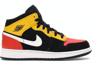 Jordan 1 Mid Black Amarillo Team Orange (GS)