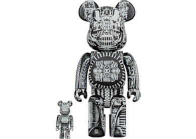 Bearbrick HR GIGER 100% & 400% Set Black Chrome