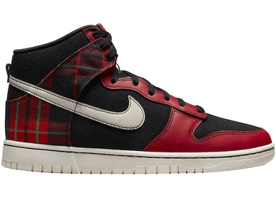 Nike Dunk High SE Tartan Plaid Black University Red