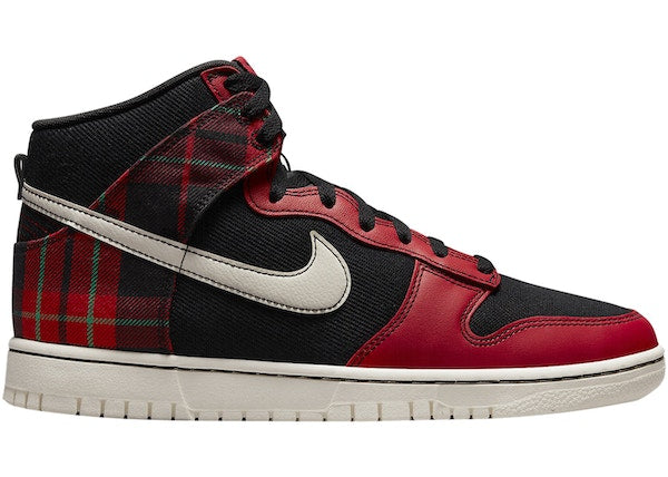 Nike Dunk High SE Tartan Plaid Black University Red
