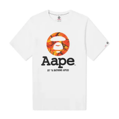 AAPE by A Bathing Ape Orange Camo OG Moonface Tee White