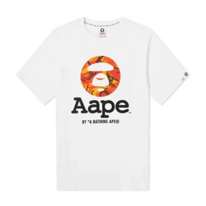 AAPE by A Bathing Ape Orange Camo OG Moonface Tee White