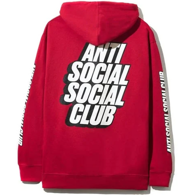 Anti Social Social Club Blocked Logo Hoodie Red