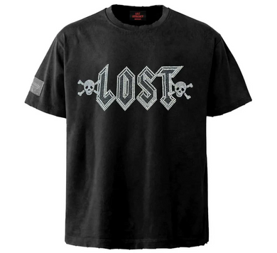 Lost Intricacy Engraved Rhinestone T-Shirt Black