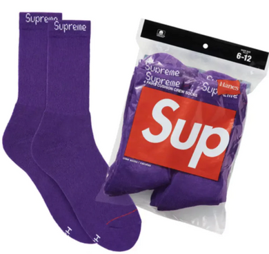 Supreme Hanes Crew Socks (4 Pack) Purple
