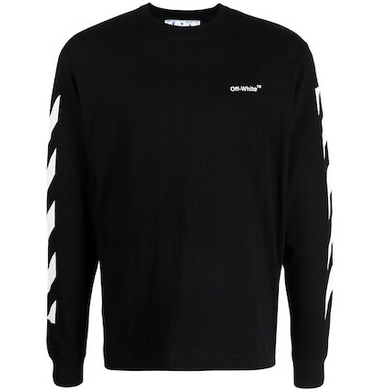 OFF-WHITE Diagonal Helvetica L/S Black/White