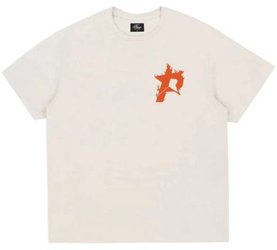 Pieces P Star Burst Orange Flames T-Shirt Bone