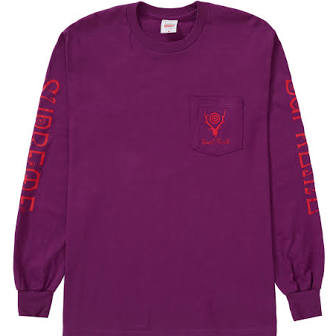 Supreme SOUTH2 WEST8 L/S Pocket Tee Purple
