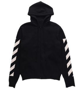 OFF-WHITE Diag Arrow Knit Zip Hoodie Black/White