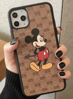 iPhone 15 Pro Max Case Gucci Mini G Mickey Mouse Brown