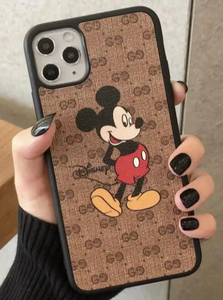 iPhone 15 Pro Max Case Gucci Mini G Mickey Mouse Brown