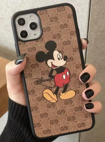 iPhone 15 Pro Max Case Gucci Mini G Mickey Mouse Brown