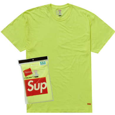 Supreme Hanes Tagless Tees (2 Pack) Flourescent Yellow