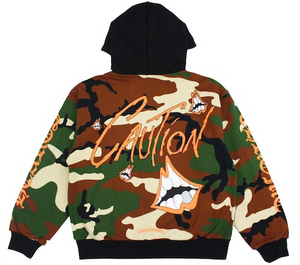 Chrome Hearts Matty Boy Caution Thermal Zip Up Hoodie Camo