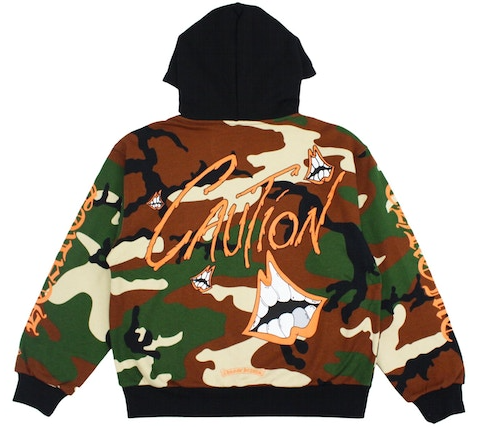 Chrome Hearts Matty Boy Caution Thermal Zip Up Hoodie Camo