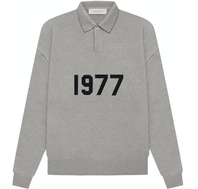FEAR OF GOD ESSENTIALS Knit L/S Polo Dark Oatmeal