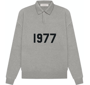 FEAR OF GOD ESSENTIALS Knit L/S Polo Dark Oatmeal