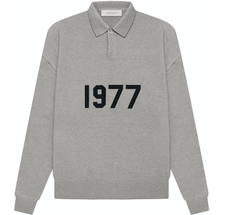 FEAR OF GOD ESSENTIALS Knit L/S Polo Dark Oatmeal