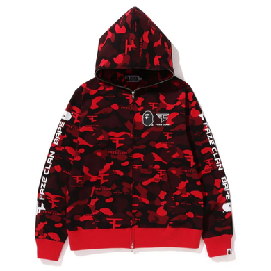 BAPE x Faze Clan Full Zip Hoodie Red Camo