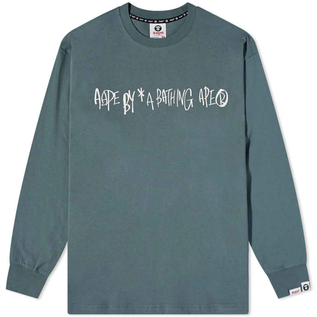AAPE by A Bathing Ape Record Logo L/S Light Grey