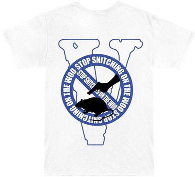 Pop Smoke x Vlone Stop Snitching T-Shirt White/Blue