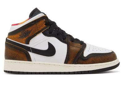 Jordan 1 Mid SE Orange Wear Away (GS)