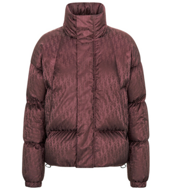 Dior Oblique Down Jacket Burgundy Techincal Jacquard