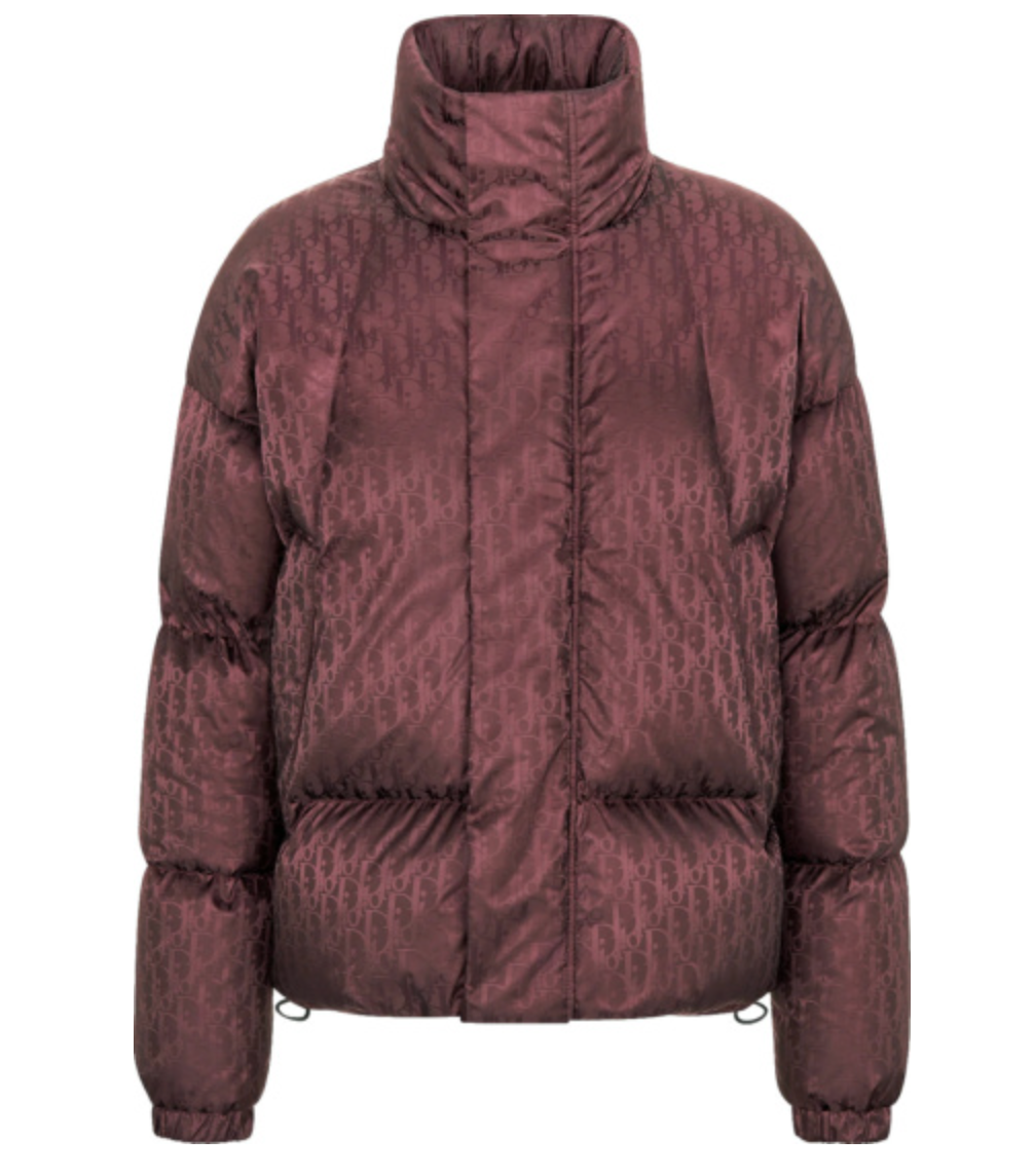 Dior Oblique Down Jacket Burgundy Techincal Jacquard