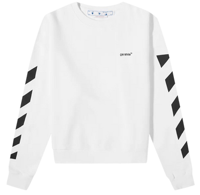 OFF-WHITE Diagonal Helvetica Crewneck White