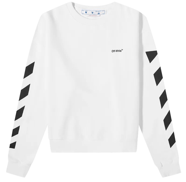 OFF-WHITE Diagonal Helvetica Crewneck White