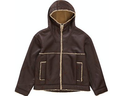 Supreme Faux Shearling Hooded Jacket Brick