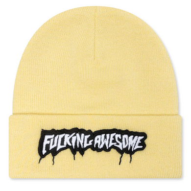 Fucking Awesome Velcro Stamp Cuff Beanie Cream