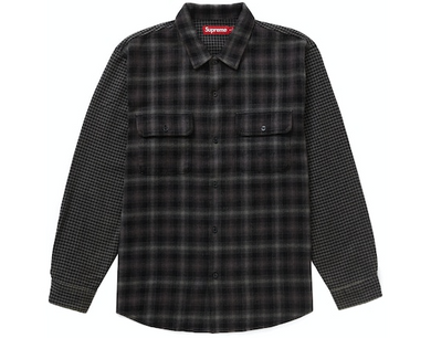 Supreme Houndstooth Plaid Flannel Shirt Black