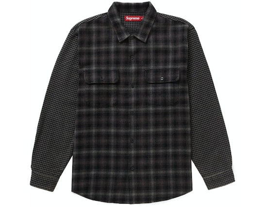 Supreme Houndstooth Plaid Flannel Shirt Black